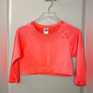 Orange GymShark 3/4 Sleeve Crop Top